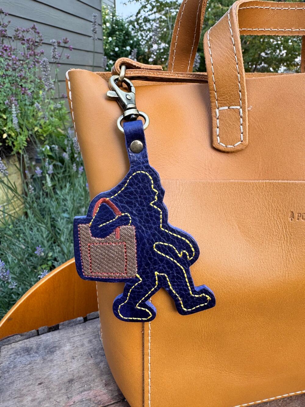 Portland Leather COBALT Big Foot Bag Charm Sasquatch Purse Charm Oregon PacNW